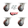 Service Caster 4 Inch Kingpinless Poly on Polyolefin Wheel Swivel Caster Set with Swivel Lock SCC-KP30S420-PPUR-BSL-4